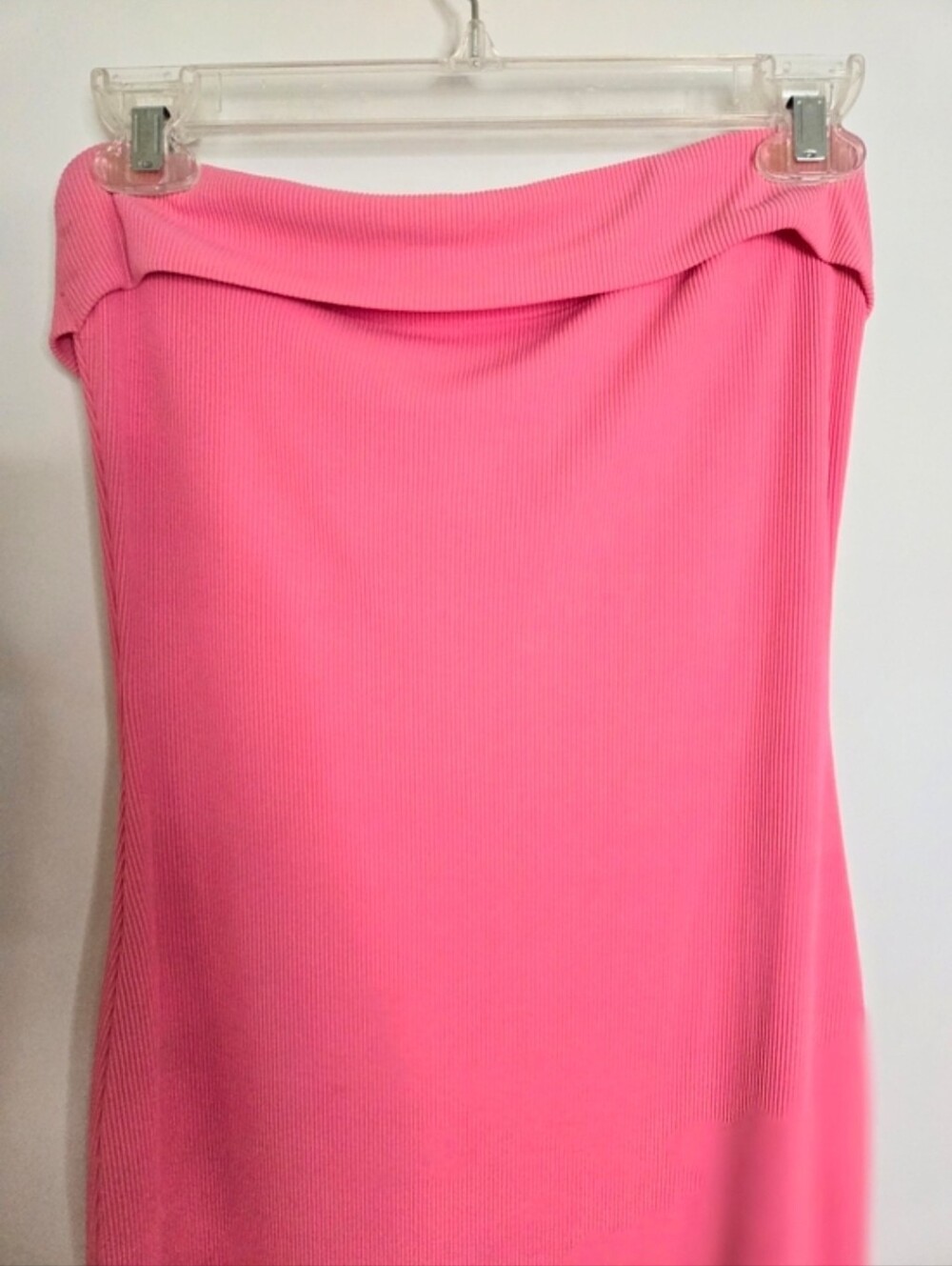 NWT Hot Pink Strapless Column Dress Cuffed Neckline Bodycon Women's Size Small - Picture 4 of 10